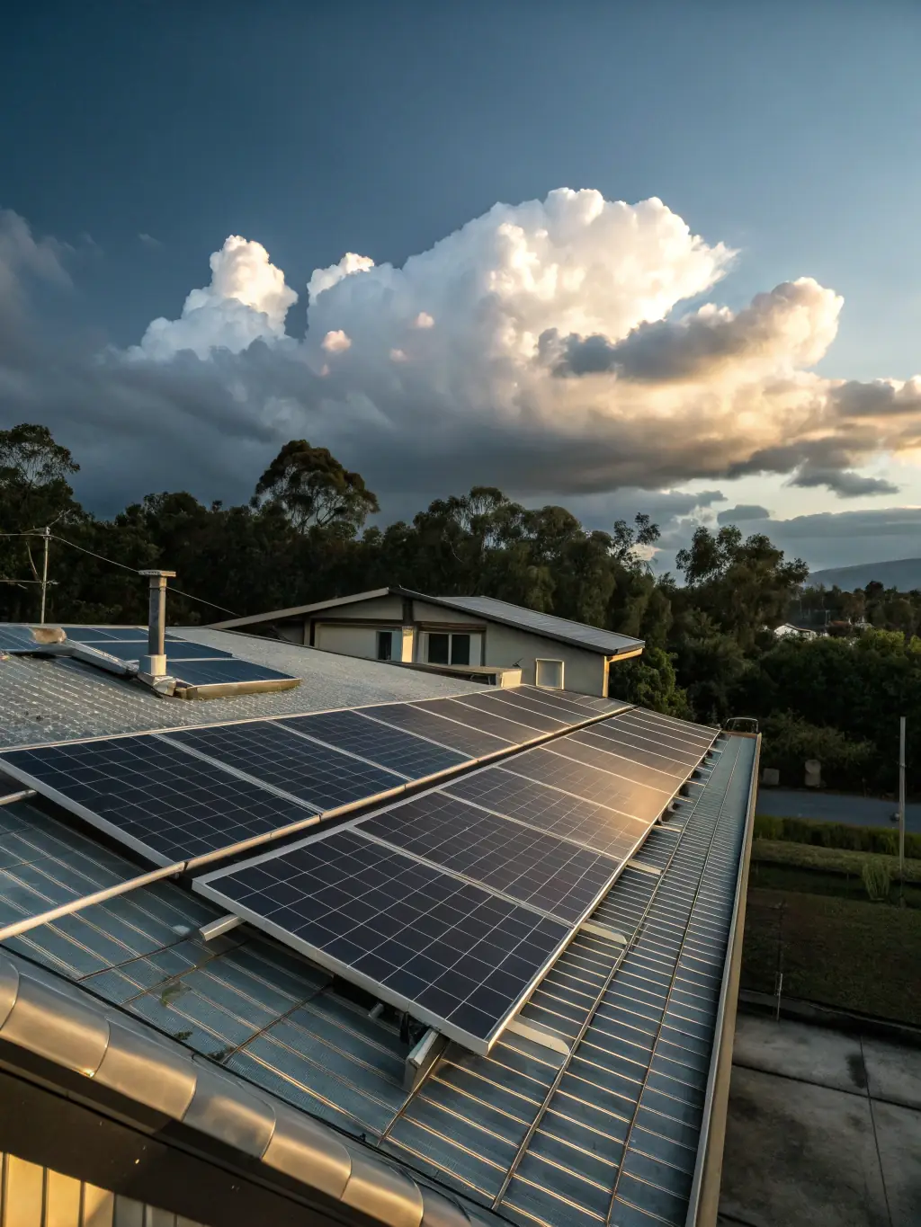 A visually appealing image of a solar panel installation on a residential rooftop, with the sun shining brightly. The image should emphasize sustainability and energy efficiency.